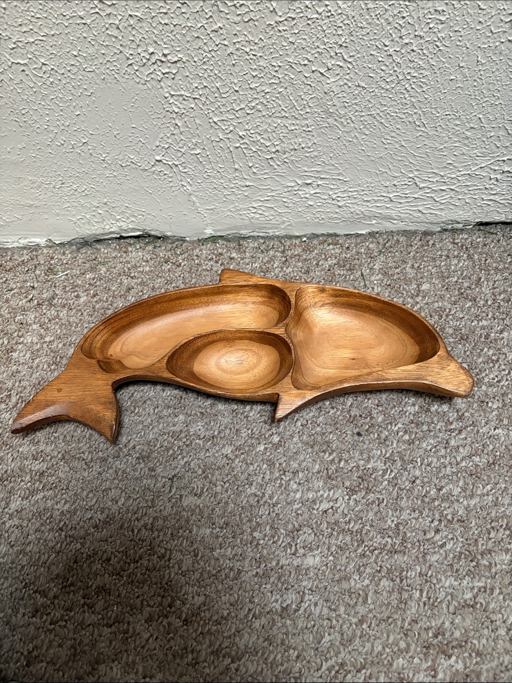 Monkey Pod Wood Dolphin Shaped Snack Tray Made in the Philippines